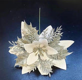 Crăciuniță albă cu glitter argintiu – set 24 bucăți